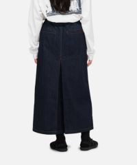 スラッシュカットアウトデニムミディスカート スランティングストリングデニムスカート｜STYLEMIXER（スタイル